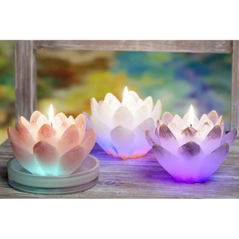 Свічка з діодом Bartek Candles Лілія 10*14 см (фіолетова)