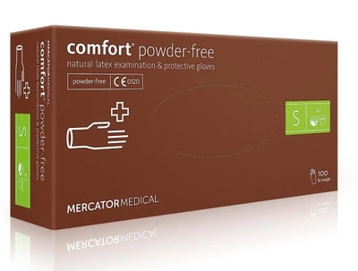 Рукавички латексні (S) Mercator Medical Comfort Powdered-Free (17205000) 100 шт 50 пар (10уп/ящ)