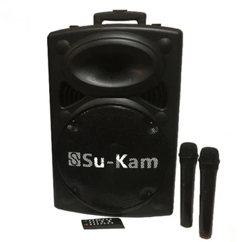 Портативна акустична колонка Su-Kam BT150A Bluetooth, акумулятор 7500 мА·год, USB, SD, FM-радіо, REC, 2 мікрофони, пульт ДК, телескопічна ручка