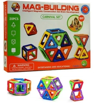 Детский магнитный конструктор Mag-Building развивающая игрушка 3D моделирование набор 20 деталей AVEOGBW20