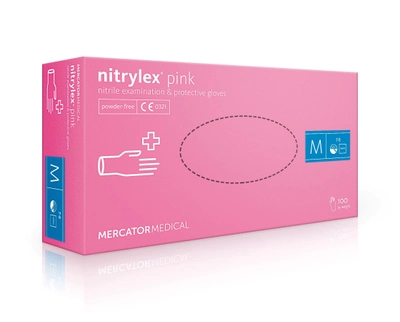 Перчатки Нитриловые Неопудренные MERCATOR MEDICAL Розовые М (100 шт)