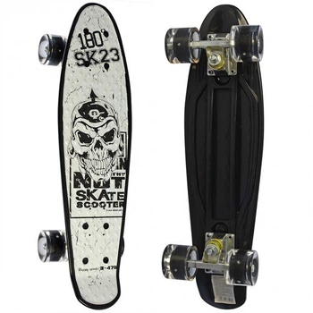 Скейт Пенні борд Penny board Profi з малюнком для дітей і підлітків Чорний RLMS 0749-8