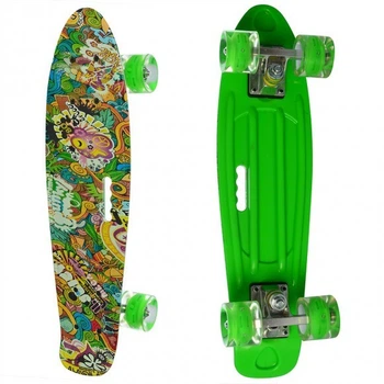 Скейт Пенні борд Penny board Profi з малюнком для дітей і підлітків Зелений RLMS 0749-7-1