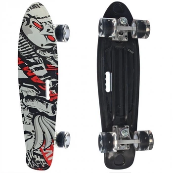 Скейт Пенні борд Penny board Profi з малюнком для дітей і підлітків Чорний RLMS 0749-7-2