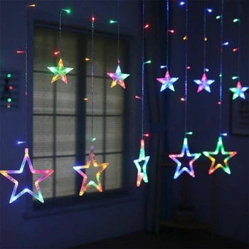 Светодиодная гирлянда-штора Five-pointed star 12 звезд (мультиколор)
