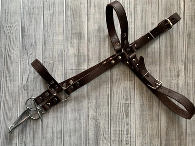Уздечка для коня Horse Stall с трензелем кожаная коричневая