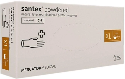 Латексные перчатки в белом цвете Nitrylex Santex Mercator 100 шт/уп XL
