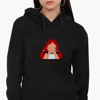 Худи женский Дисней Алиса плохая девочка (Disney Alice bad girl) Черный (8921-1441) L