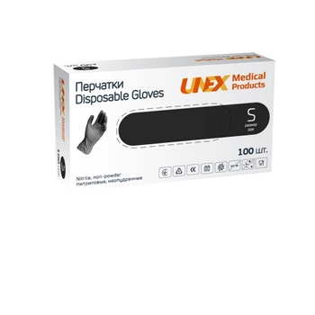Перчатки Unex Medical Products нитриловые черные нестерильные неопудренные S 50 пар (116-2020)