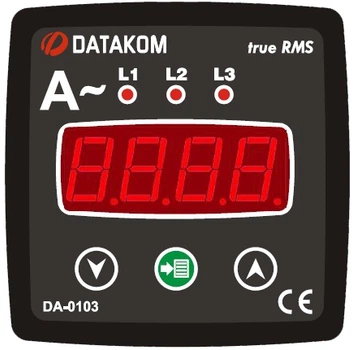 Амперметр DATAKOM DA-0103, 3 фазы, 72x72мм