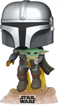 FUNKO POP! Игровая фигурка серии "Мандалорец" Летящий мандалорец с малышом 9.6 см