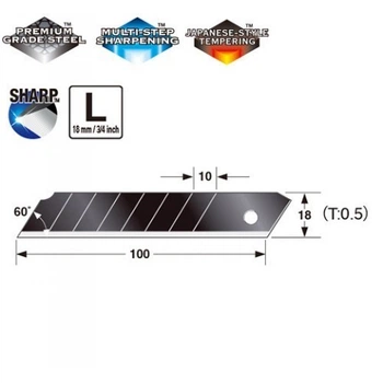 Леза сегментні TAJIMA 18мм, Razar Black Blades, 10 шт. (CB50RB)