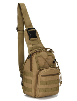 Однолямочный городской тактический рюкзак Tactical барсетка сумка слинг с системой molle на 7 л Coyote (095-coyote)