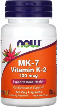 Витамин К-2, K-2 (MK7), Now Foods 100 мкг, 60 вегетарианских капсул (733739009920)