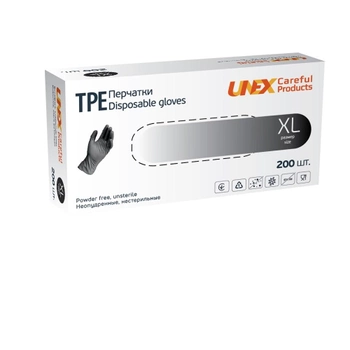 Перчатки Unex Careful Products TРЕ черные нестерильные неопудренные XL 100 пар (136-2020)