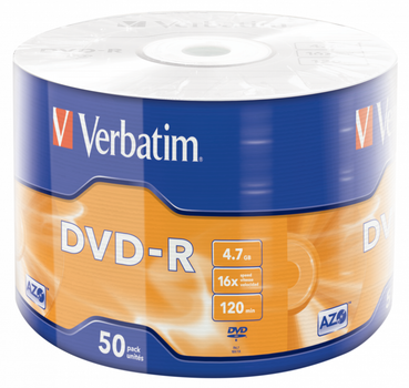 Диск Verbatim DVD-R 4,7Gb 16x Wrap 50 pcs (43788) (5959122)