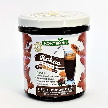 Паста-концентрат "Какао" Ecoliya, для приготовления коктейлей, 300 г