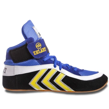 Борцовки замшеві Zelart Scout 4858 розмір 44 Black-Blue-Yellow
