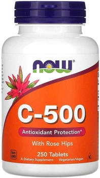 Witamina C Now Foods C-500 With Rose Hips 250 tabletek (733739006721)