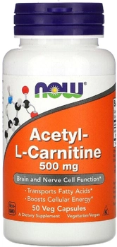 Ацетил-L Карнитин, Acetyl-L Carnitine, Now Foods 500 мг, 50 капсул (733739000750)