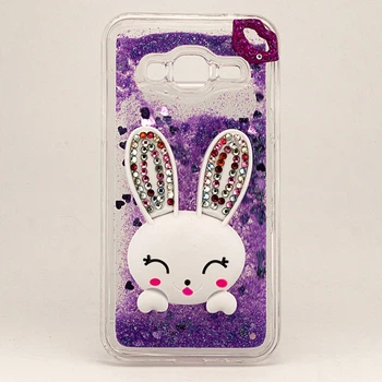 Чехол Glitter для Samsung Galaxy J7 Neo / J701 бампер жидкий блеск Заяц Фиолетовый