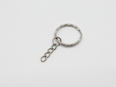 Кольцо для ключей рифленое с цепочкой 25 мм (LD-059)