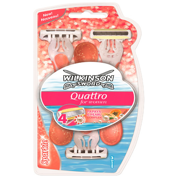Одноразові жіночі верстати Wilkinson (Schick) Quattro For Woman Sparkle 3 шт 1063