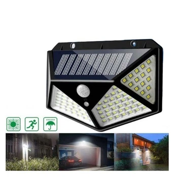 Вуличний світлодіодний ліхтар з датчиком руху на сонячній батареї Solar Motion 100 LED Чорний 3 режими роботи