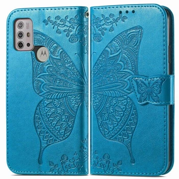 Чехол-книжка с рисунком UniCase Butterfly Pattern для Motorola Moto G10 / Moto G20 / Moto G30 - Blue