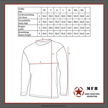 Футболка тактична з довгим рукавом MFH Німеччина олива (00123B_XL) розмiр XL