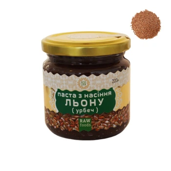 Паста з насіння льону Ecoliya (200 гр) - RAW, перетерта на кам'яних жорнах, натуральний урбеч