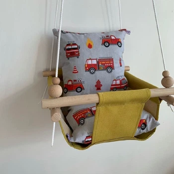 Детская качеля Infancy Пожарные машины, Желтая основа