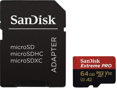 SanDisk microSDXC Extreme Pro V30 64GB C10 UHS-I U3 + SD адаптер