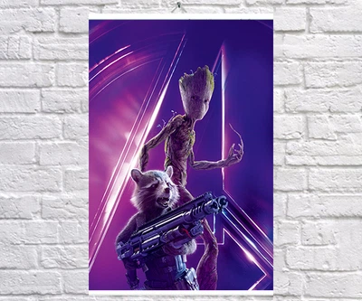 Постер BEGEMOT Мстители Супергерои MARVEL Ракета и Грут Стражи Галактики 40x61 см (1124009)