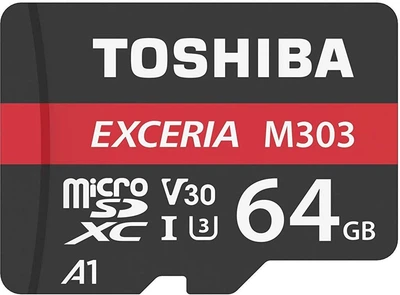 Карта памяти Toshiba microSDXC 64GB Exceria M303 Class 10 UHS-I + SD Adapter (THN-M303R0640E2)