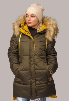 Зимняя куртка Miorichi Лиза 46 Хаки с бежевым (01097-green46)
