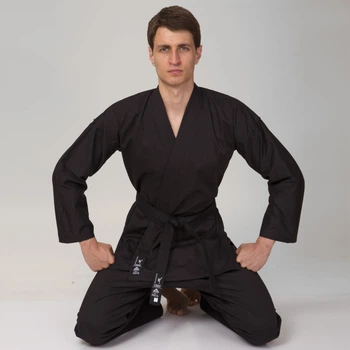 Кимоно для каратэ Matsa Heroe 0017 черное 240г/м2 размер M рост 140 см