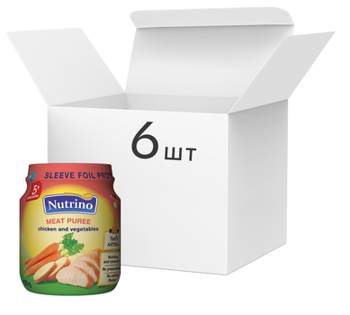 Упаковка дитячого пюре Nutrino М'ясного з курки й овочів 125 г х 6 шт. (86060196525481)