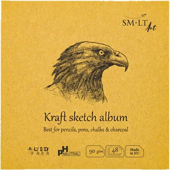 Альбом для ескізів AUTHENTIC (Kraft) Layflat 14х14см 90г/м2 48л коричневий папір SM-LT Art