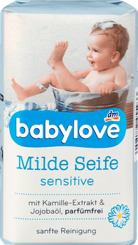 Дитяче мило з екстрактом ромашки і маслом жожоба Babylove Sensitive 100г