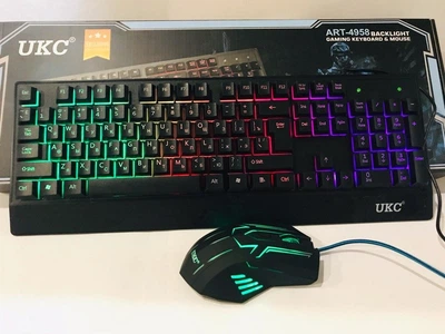 Комплект проводная клавиатура и мышка с LED подсветкой KEYBOARD UKC 4958