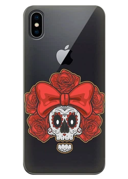 Прозрачный силиконовый чехол iSwag для iPhone X Готический череп (M1327)