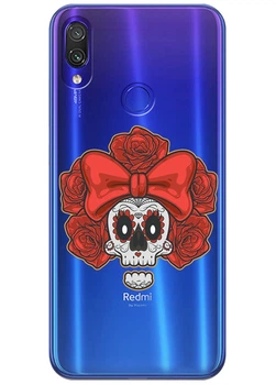 Прозрачный силиконовый чехол iSwag для Xiaomi Redmi Note 7s Готический череп (M1723)