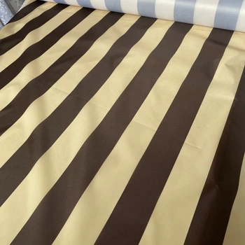 Ткань для тентов Super Textiles полоска коричневая и молочная оксфорд, ш. 150 см, пог.м. (2027)
