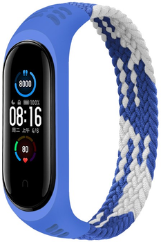Ремінець BeCover Elastic Nylon Style для Xiaomi Mi Smart Band 5/Mi Smart Band 6 (Size M) Blue-White (706151)
