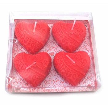 Свечи Красные Сердечки (4 Шт) (11,5Х11Х2,5 См) С32918