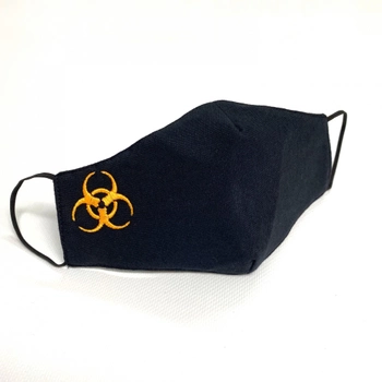 Маска защитная многоразовая трехслойная с вышивкой «Danger» черная/оранжевая детская 7-12 лет S BATIAR