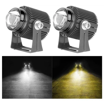 Светодиодная двухцветная фара Moto LED Lens Mini для мотоцикла мопеда скутера Avtoexpect Белый Жёлтый (05269)