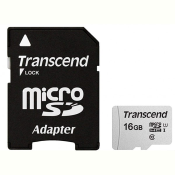 Карта памяти Transcend microSDHC 16GB UHS-I U1 (TS16GUSD300S-A) + SD адаптер