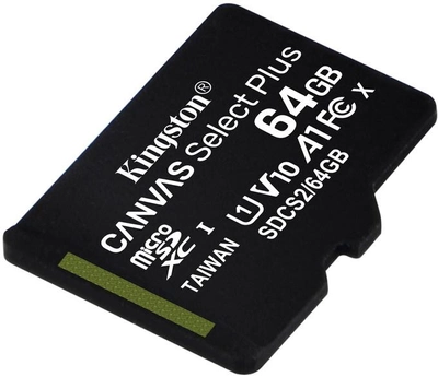 Kingston microSDXC 64GB Canvas Select Plus Class 10 UHS-I U1 V10 A1 (SDCS2/64GBSP)